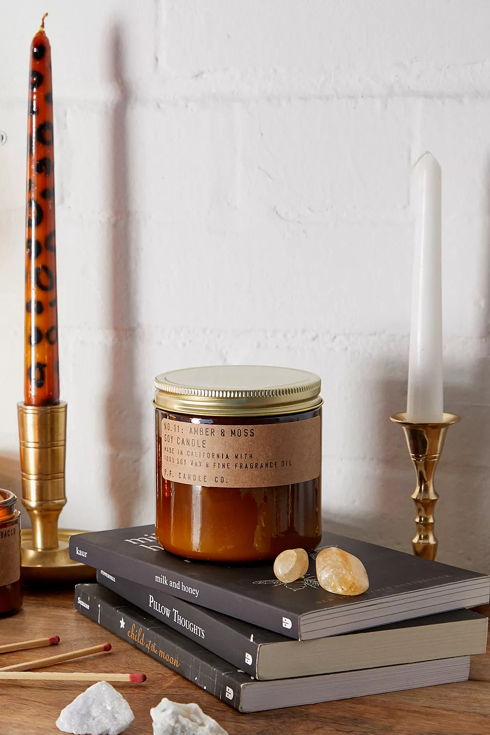 P.F. CANDLE CO NO.11 AMBER & MOSS 12.5 OZ SOY CANDLE - BROWN