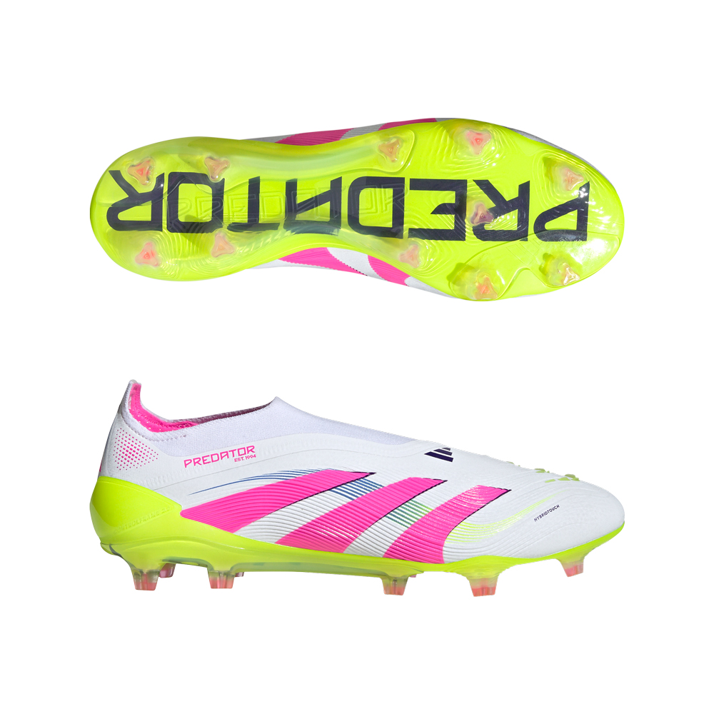 ADIDAS MENS PREDATOR ELITE LACELESS FG FOOTBALL BOOTS - WHITE/PINK