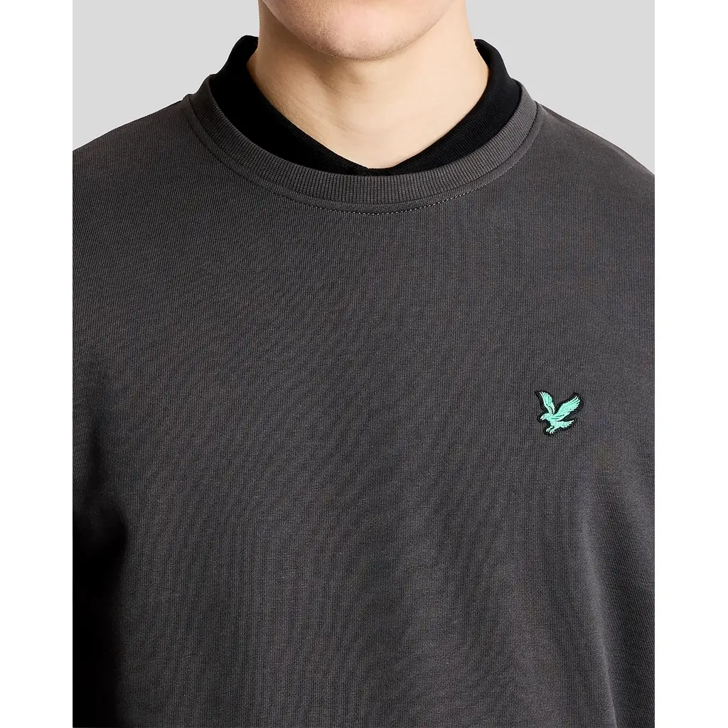 LYLE & SCOTT CURRENT SEASON GREEN EAGLE CREW NECK SWEATSHIRT - GUNMETAL