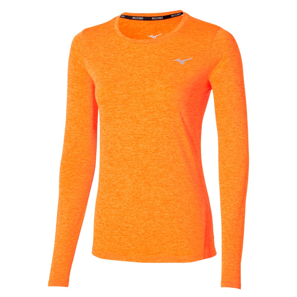 MIZUNO WOMENS CORE IMPULSE LS TEE - TANGELO