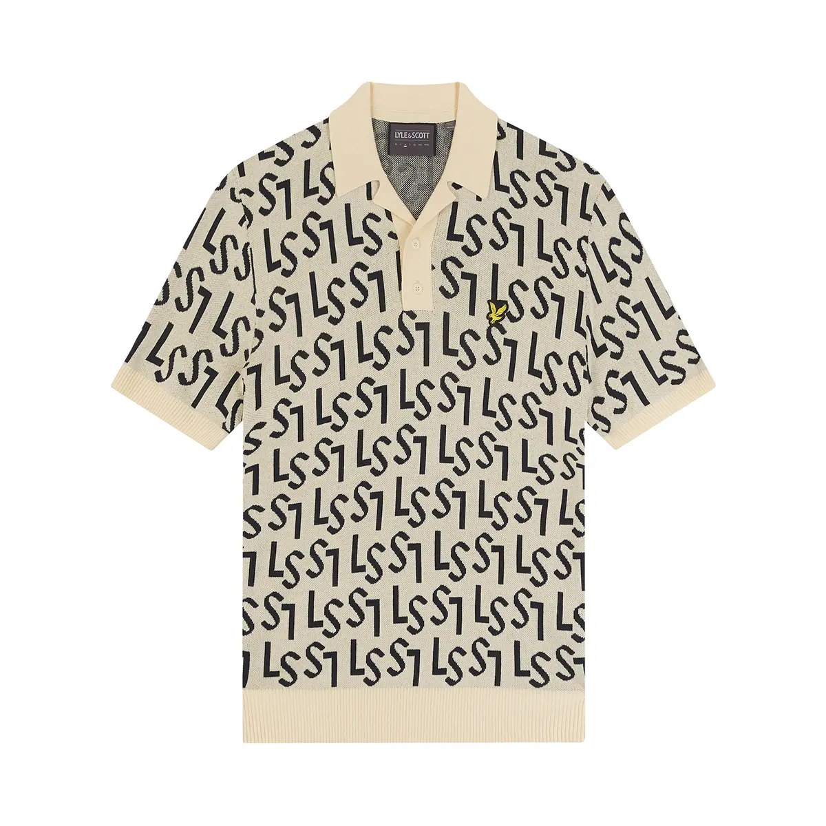 LYLE & SCOTT MONOGRAM KNITTED POLO - SAND DUNE