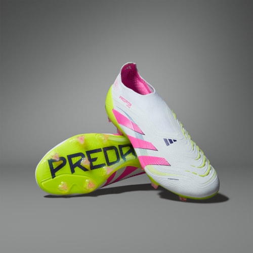 ADIDAS MENS PREDATOR ELITE LACELESS FG FOOTBALL BOOTS - WHITE/PINK