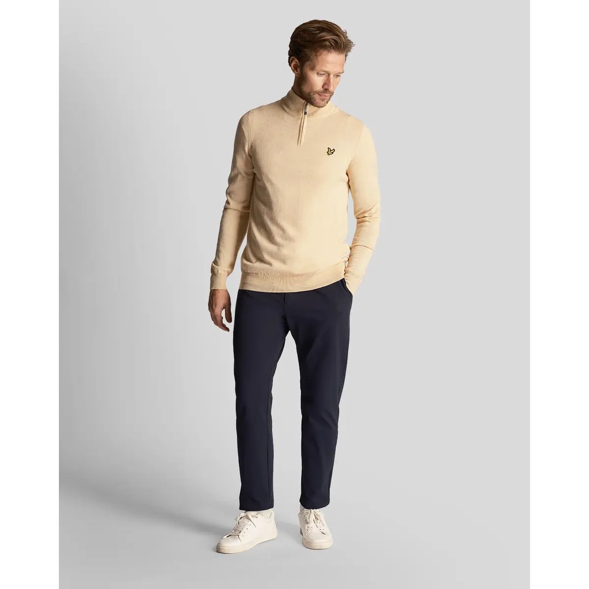 LYLE & SCOTT GOLF CORE 1/4 ZIP MERINO MIX - SAND DUNE
