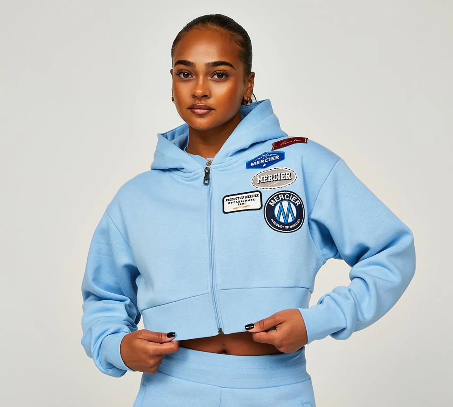 MERCIER ORIGINAL BADGE FZ HOOD - PLACID BLUE