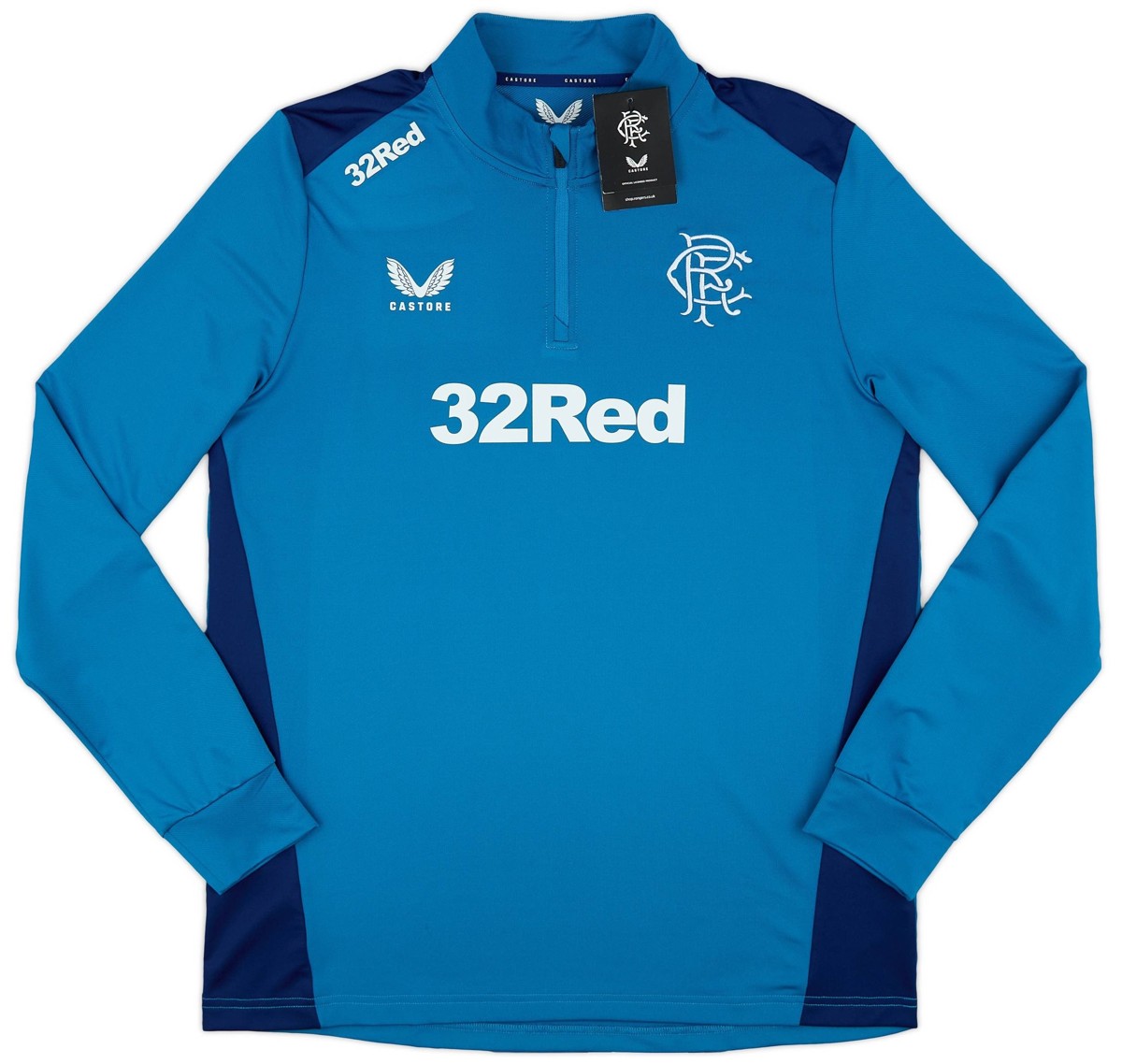 CASTORE RANGERS PLAYERS TRAINING 1/4 ZIP MIDLAYER - DEEP WATER / BLUE DEPTHS