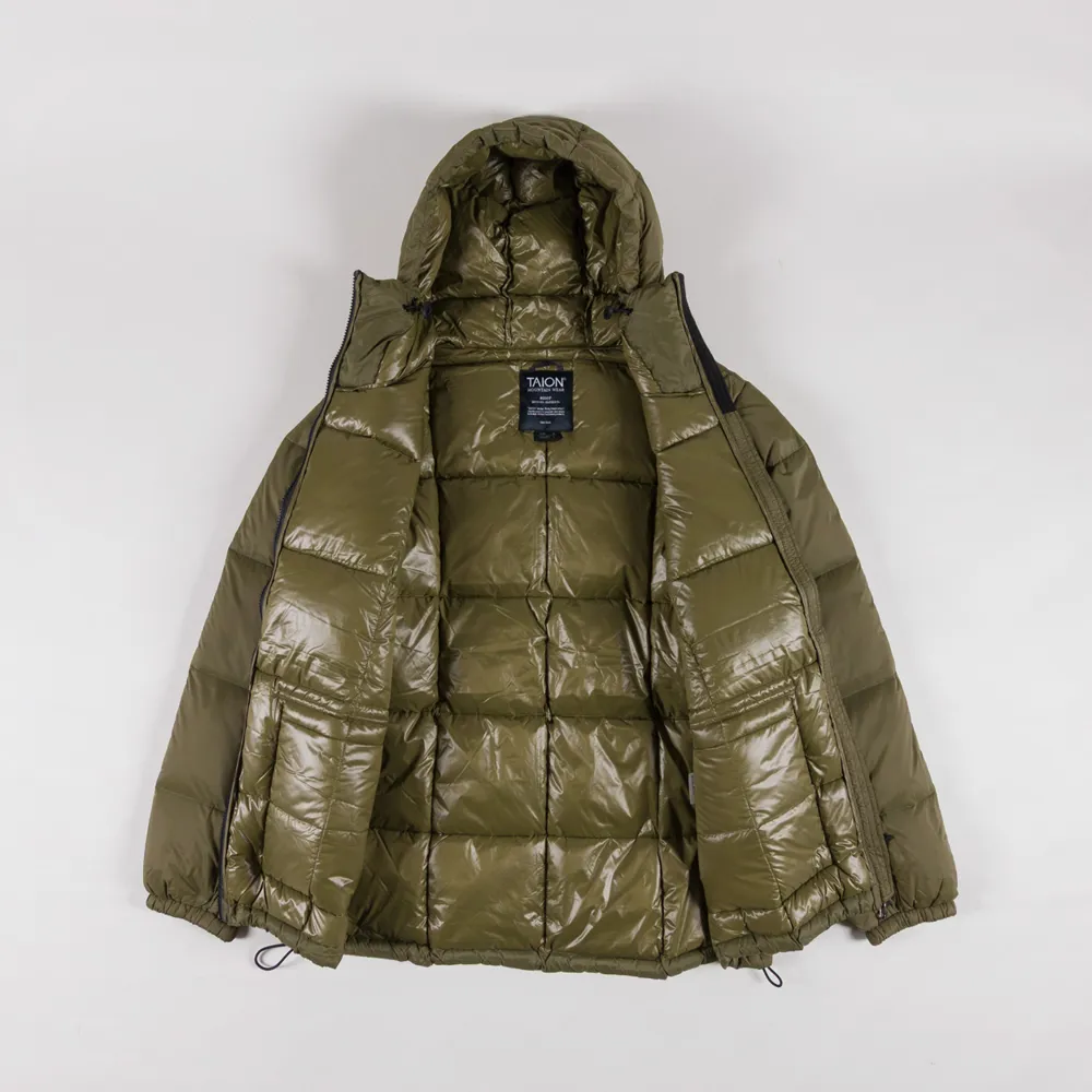 TAION MOUNTAIN VOLUME HOOD DOWN JACKET PACKABLE - KHAKI