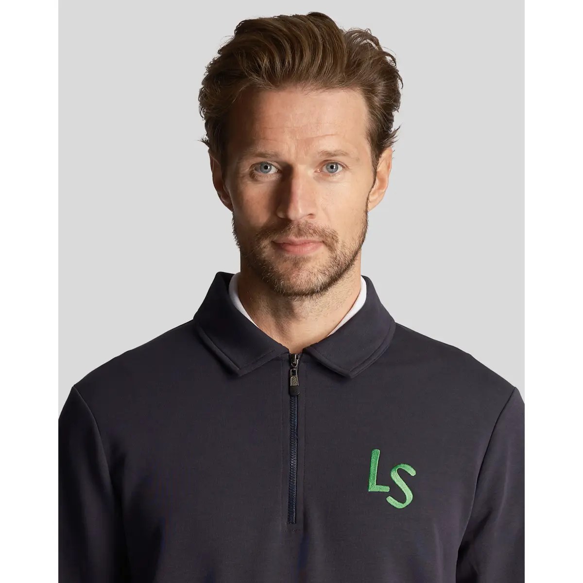 LYLE & SCOTT LS LOGO QUARTER ZIP SWEATSHIRT - DARK NAVY
