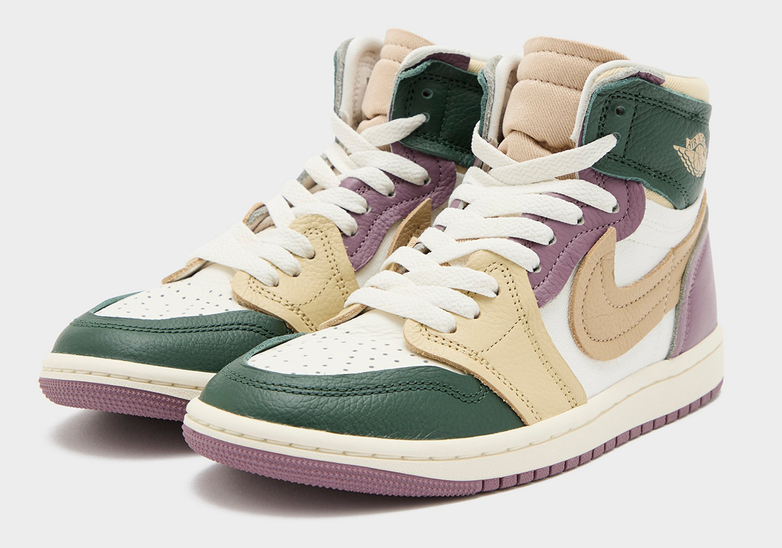 JORDAN WOMENS AIR JORDAN 1 MID TRAINERS - GALACTIC JADE/DESERT SAIL/MAUVE