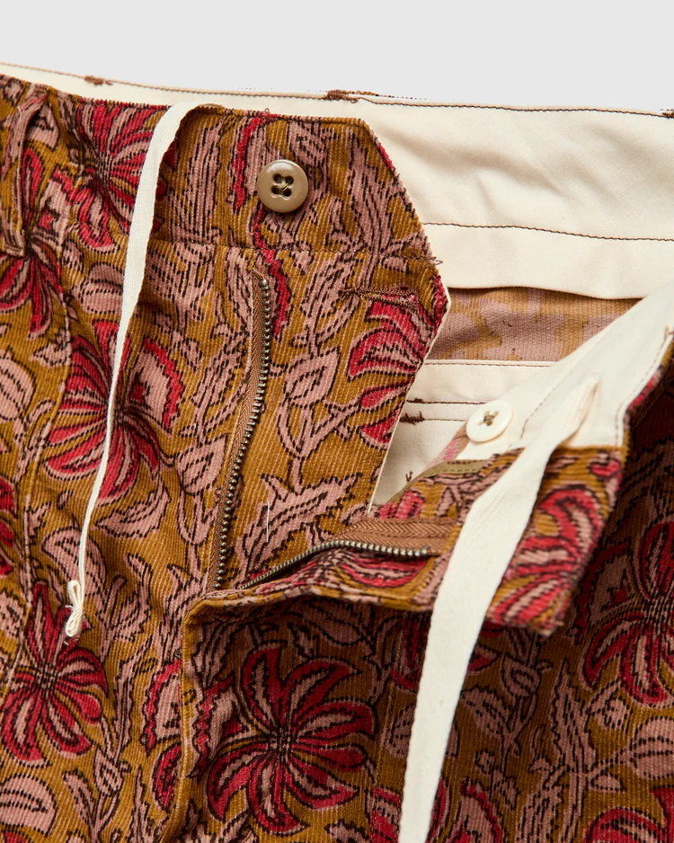 ENGINEERED GARMENTS FATIGUE SHORT - KHAKI FLORAL PRINTED CORDUROY