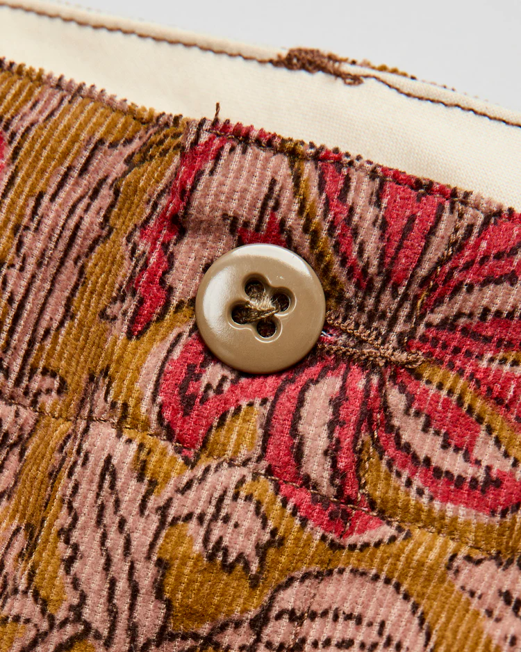 ENGINEERED GARMENTS FATIGUE SHORT - KHAKI FLORAL PRINTED CORDUROY