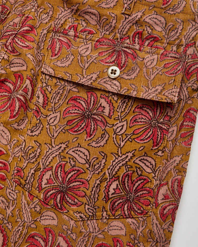 ENGINEERED GARMENTS FATIGUE SHORT - KHAKI FLORAL PRINTED CORDUROY