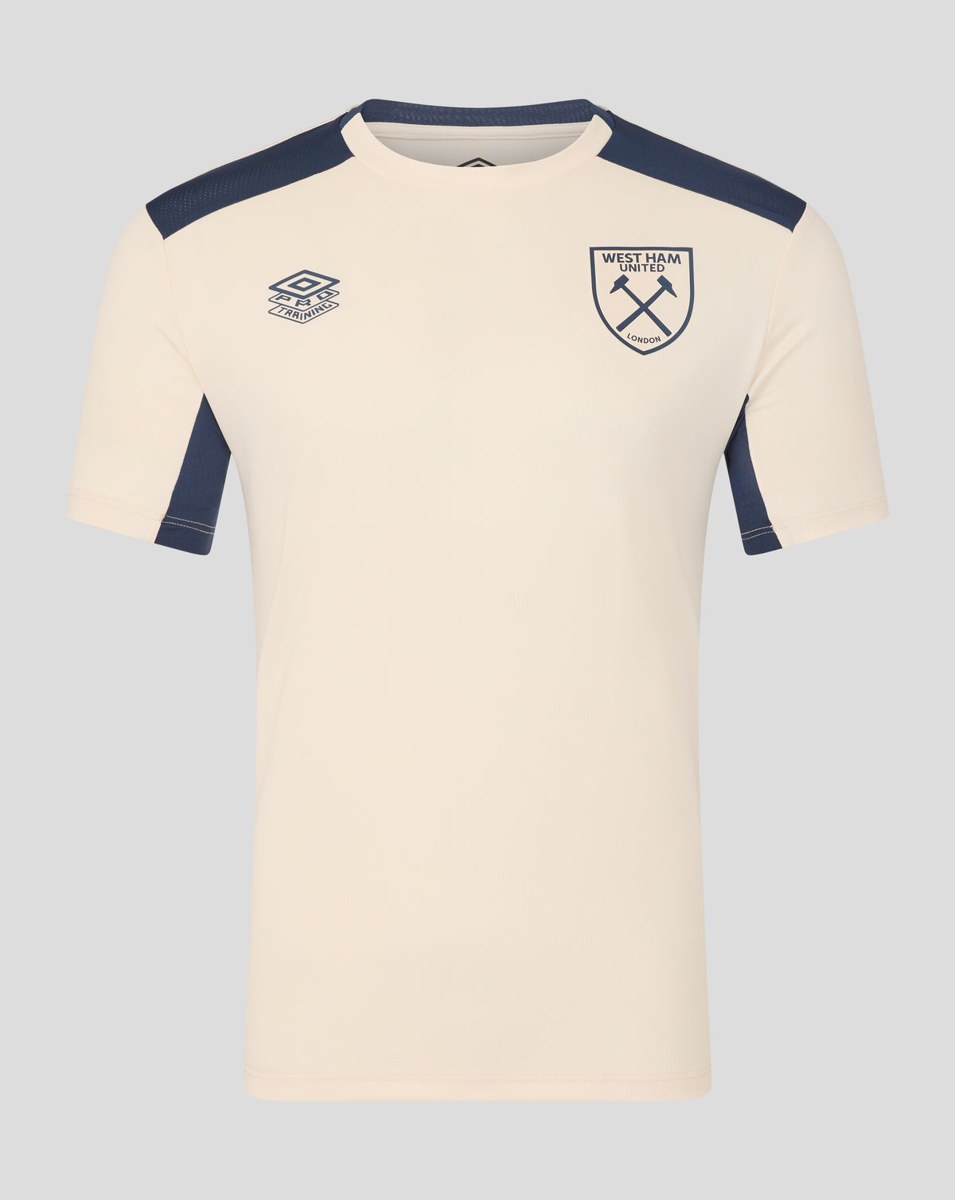 UMBRO WEST HAM 25/26 PRO TRAINING SHORT SLEEVE TEE - ECRU / SPELLBOUND