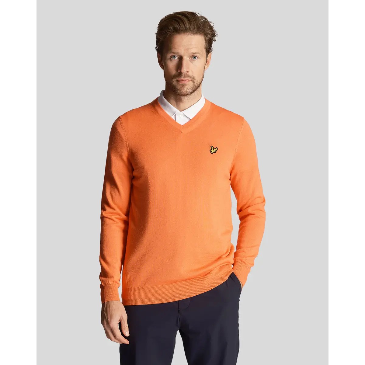 LYLE & SCOTT GOLF V NECK PULLOVER - COURSE CORAL