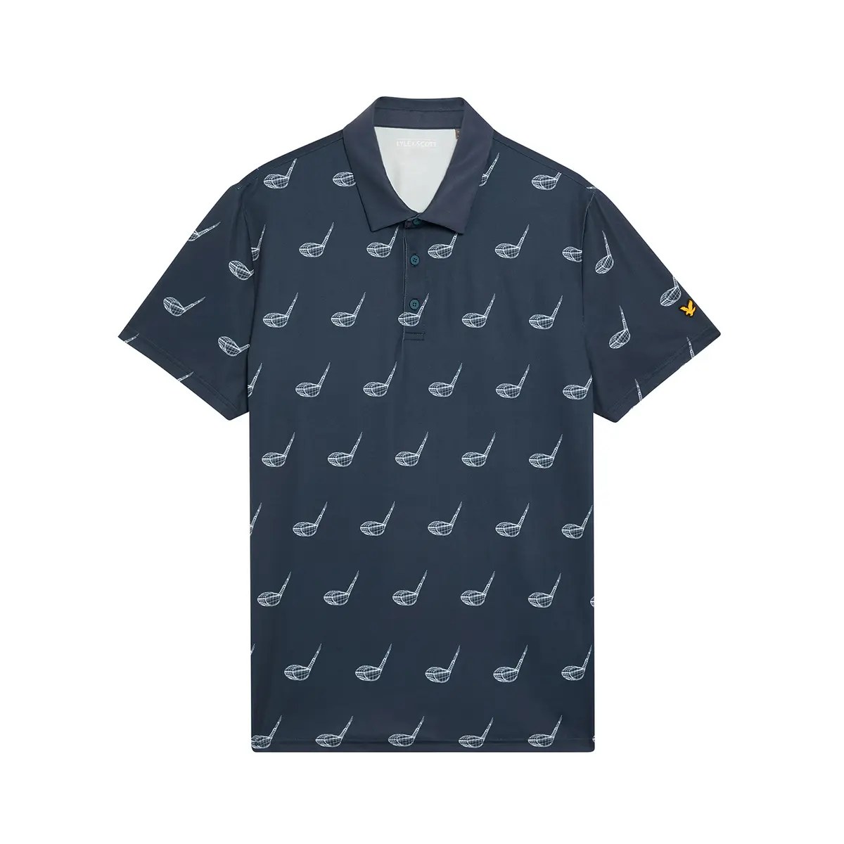 LYLE & SCOTT MICRO CLUB PRINTED POLO SHIRT - CONDOR BLUE