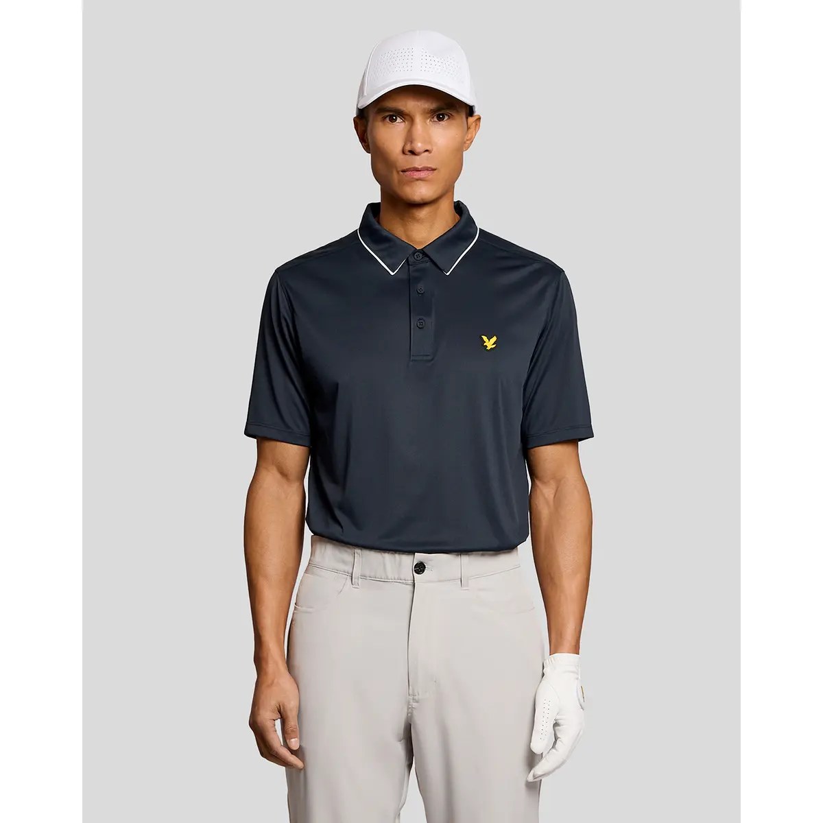 LYLE & SCOTT GOLF CONTRAST COLLAR POLO - DARK NAVY