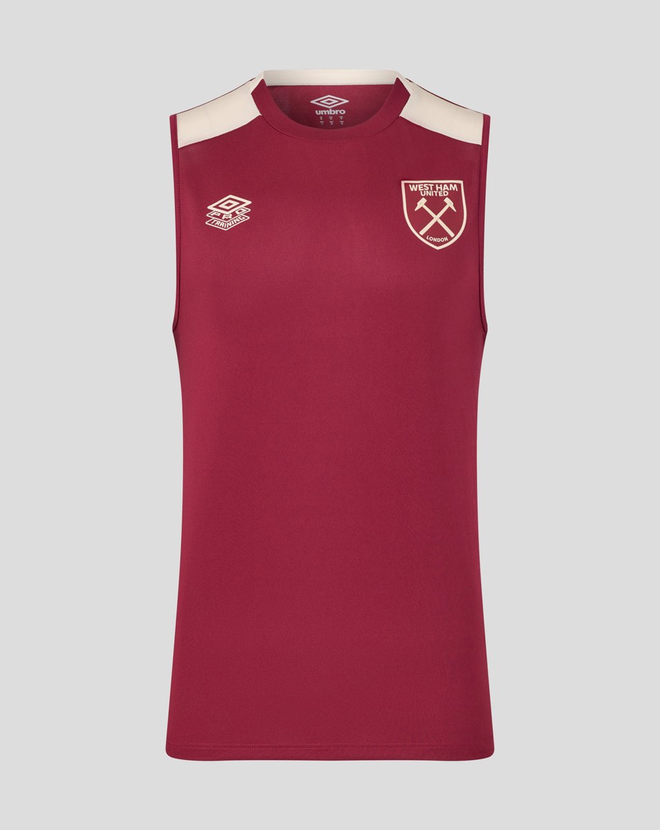 UMBRO WEST HAM 25/26 PRO TRAINING SLEEVELESS TEE - RHODODENDRON / ECRU