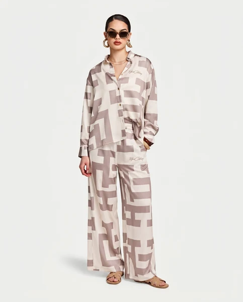 HERA WOMENS PRINTED SHIRT - OFF WHITE/ TAUPE