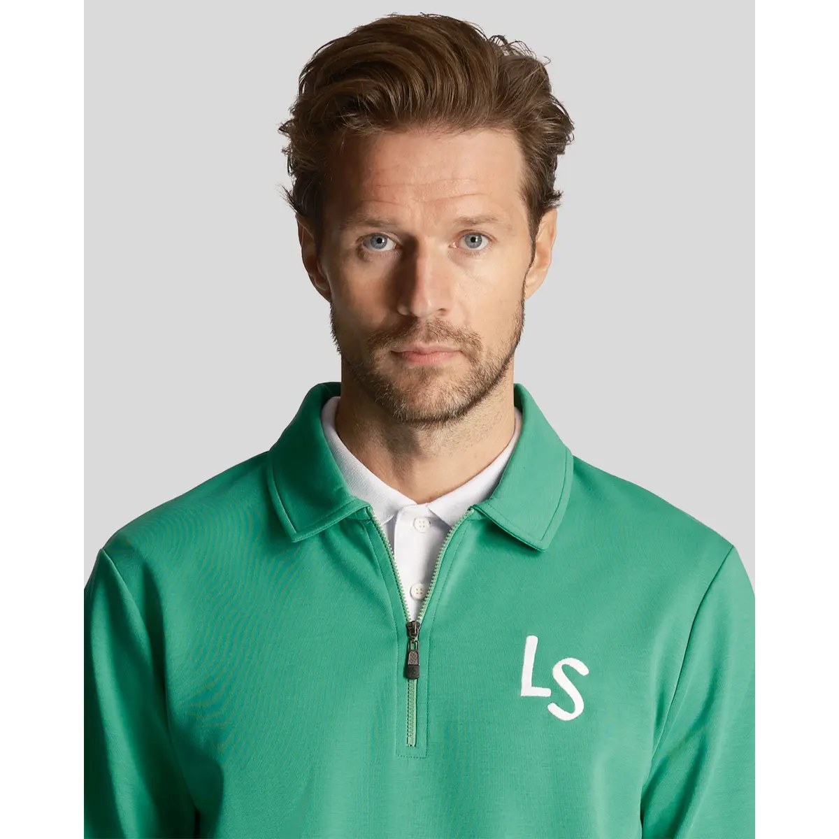 LYLE & SCOTT LS LOGO QUARTER ZIP SWEATSHIRT - FAIRWAY GREEN