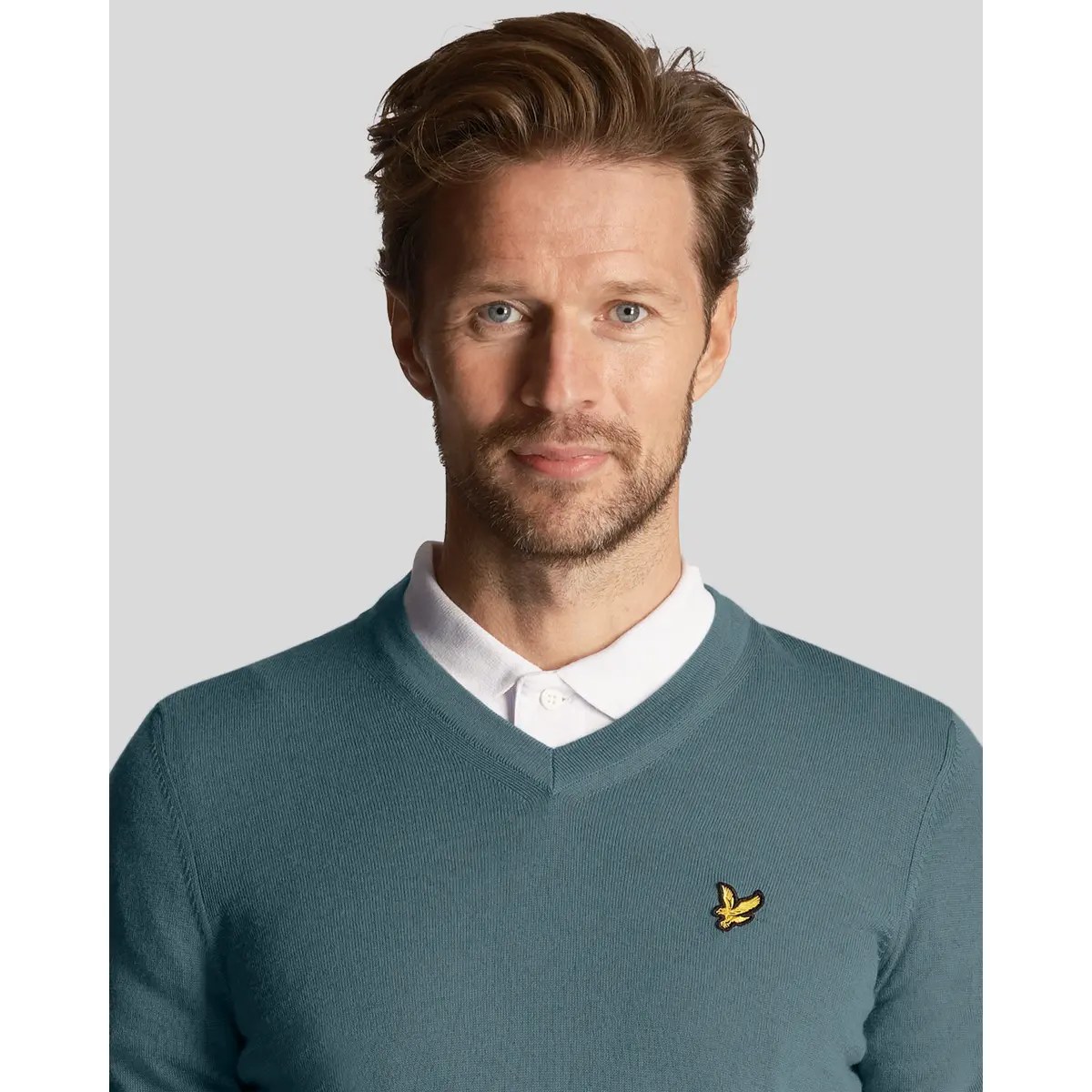 LYLE & SCOTT GOLF V NECK PULLOVER - IRON BLUE
