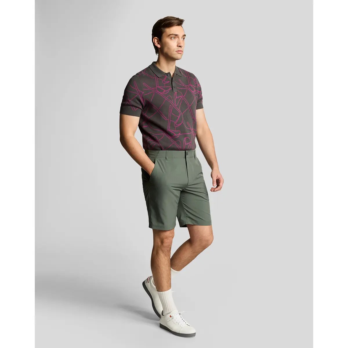 LYLE & SCOTT 5 POCKET GOLF SHORTS - CACTUS GREEN