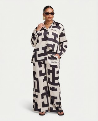 HERA WOMENS PRINTED SHIRT - OFF WHITE/ BLACK