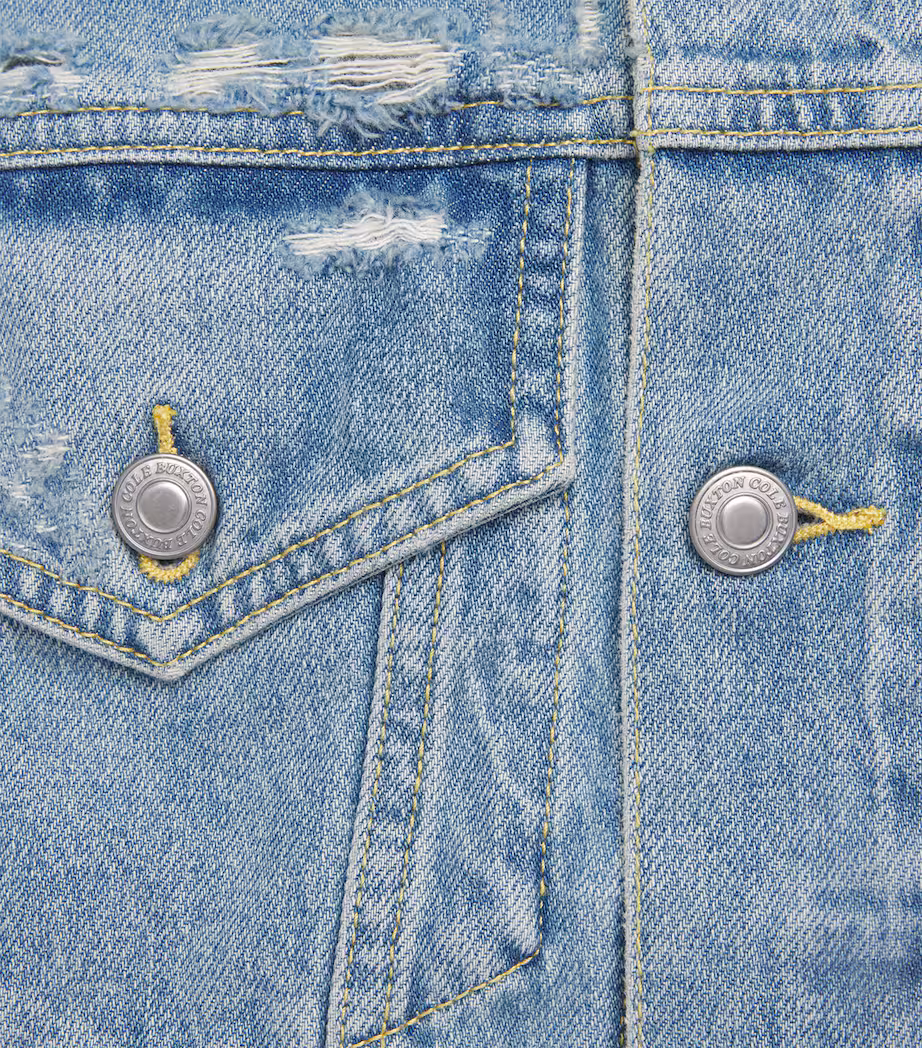 COLE BUXTON DISTRESSED DENIM JACKET - BLUE