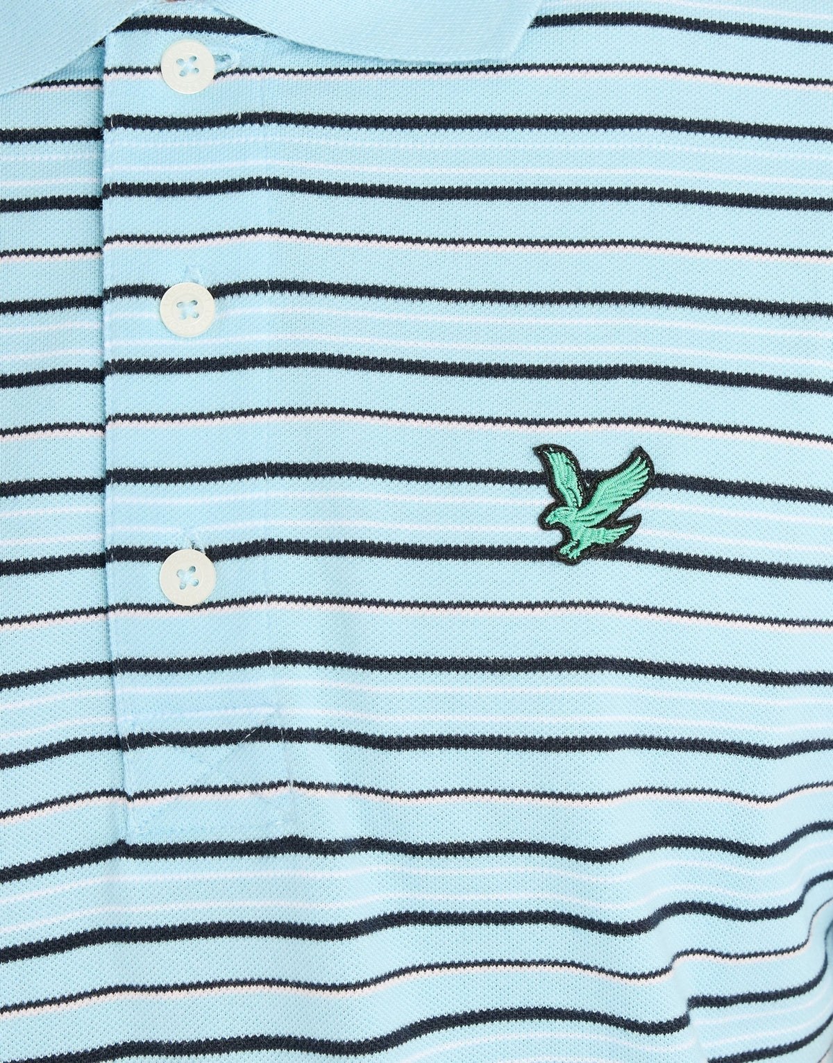 LYLE & SCOTT GOLF STRIPE POLO SHIRT - SEA BREEZE BLUE / DARK NAVY / SUBTLE PINK