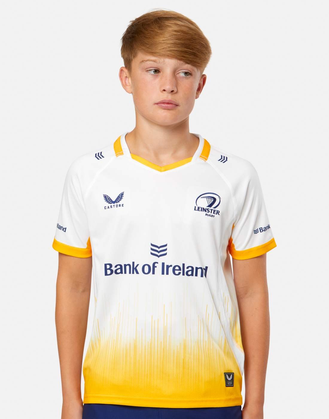 CASTORE LEINSTER AWAY REPLICA SHIRT JUNIOR - GOLD FUSION/BRILLIANT WHITE
