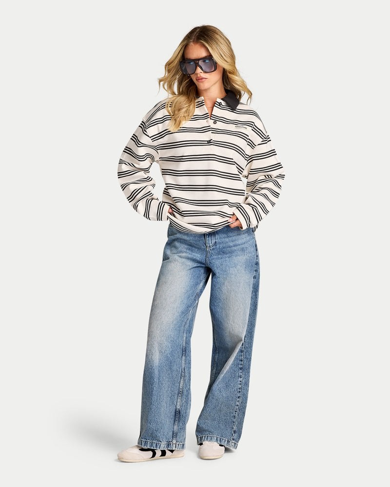 HERA WOMENS STRIPED RUGBY POLO SHIRT