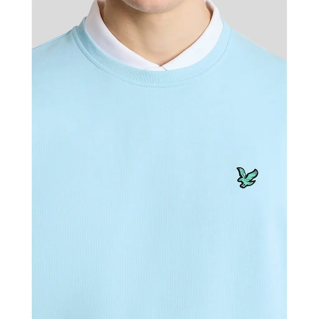LYLE & SCOTT CURRENT SEASON GREEN EAGLE CREW NECK SWEATSHIRT - SEA BREEZE BLUE