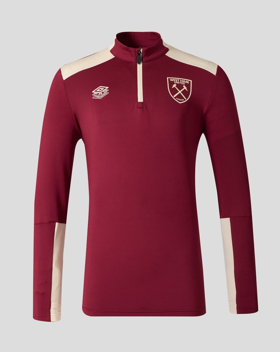 UMBRO WEST HAM 25/26 PRO TRAINING MIDLAYER TOP - RHODODENDRON / ECRU