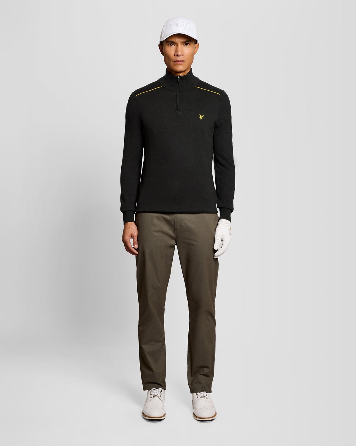 LYLE & SCOTT GOLF TIPPED QUARTER ZIP JUMPER - JET BLACK