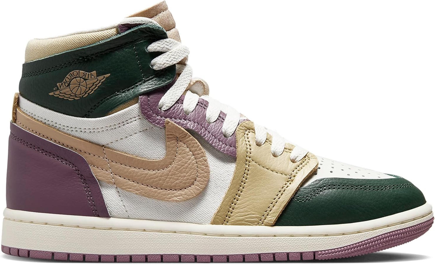 JORDAN WOMENS AIR JORDAN 1 MID TRAINERS - GALACTIC JADE/DESERT SAIL/MAUVE