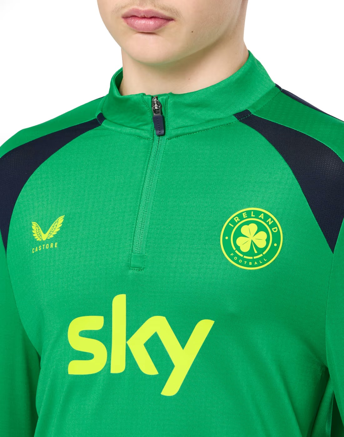 CASTORE PERFORMANCE MIDLAYER TOP JUNIOR - BRIGHT GREEN/CASTORE NAVY IRELAND FOOTBALL