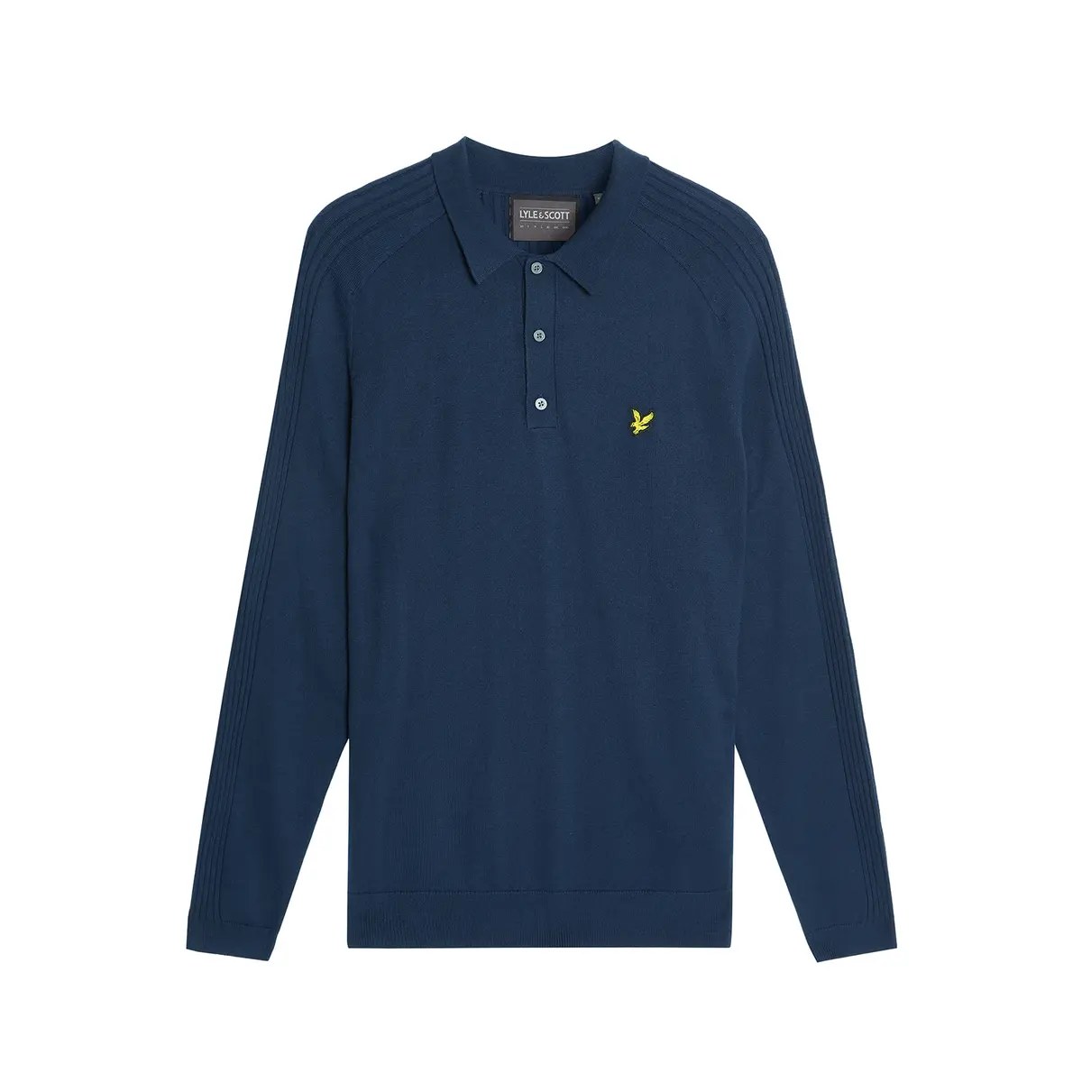 LYLE & SCOTT GOLF LONG SLEEVE KNITTED POLO - RYDER BLUE