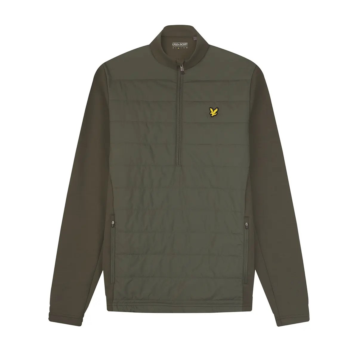 LYLE & SCOTT BAFFLE QUILTED QUARTER ZIP MIDLAYER - CACTUS GREEN