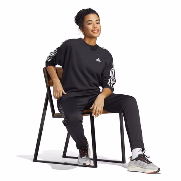ADIDAS ESSENTIALS WOMENS  3-STRIPE SWEAT SHIRT      BLACK