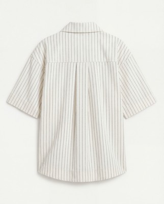 HERA WOMENS DENIM OVERSHIRT - ECRU/ BLACK STRIPE
