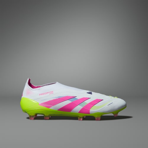 ADIDAS MENS PREDATOR ELITE LACELESS FG FOOTBALL BOOTS - WHITE/PINK