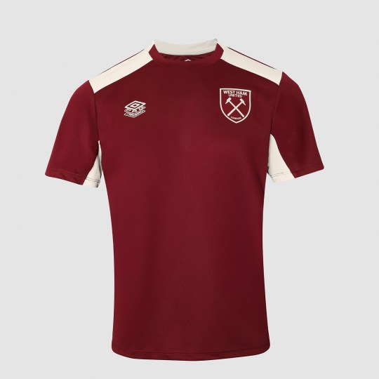 UMBRO WEST HAM 25/26 PRO TRAINING SHORT SLEEVE TEE - RHODODENDRON / ECRU