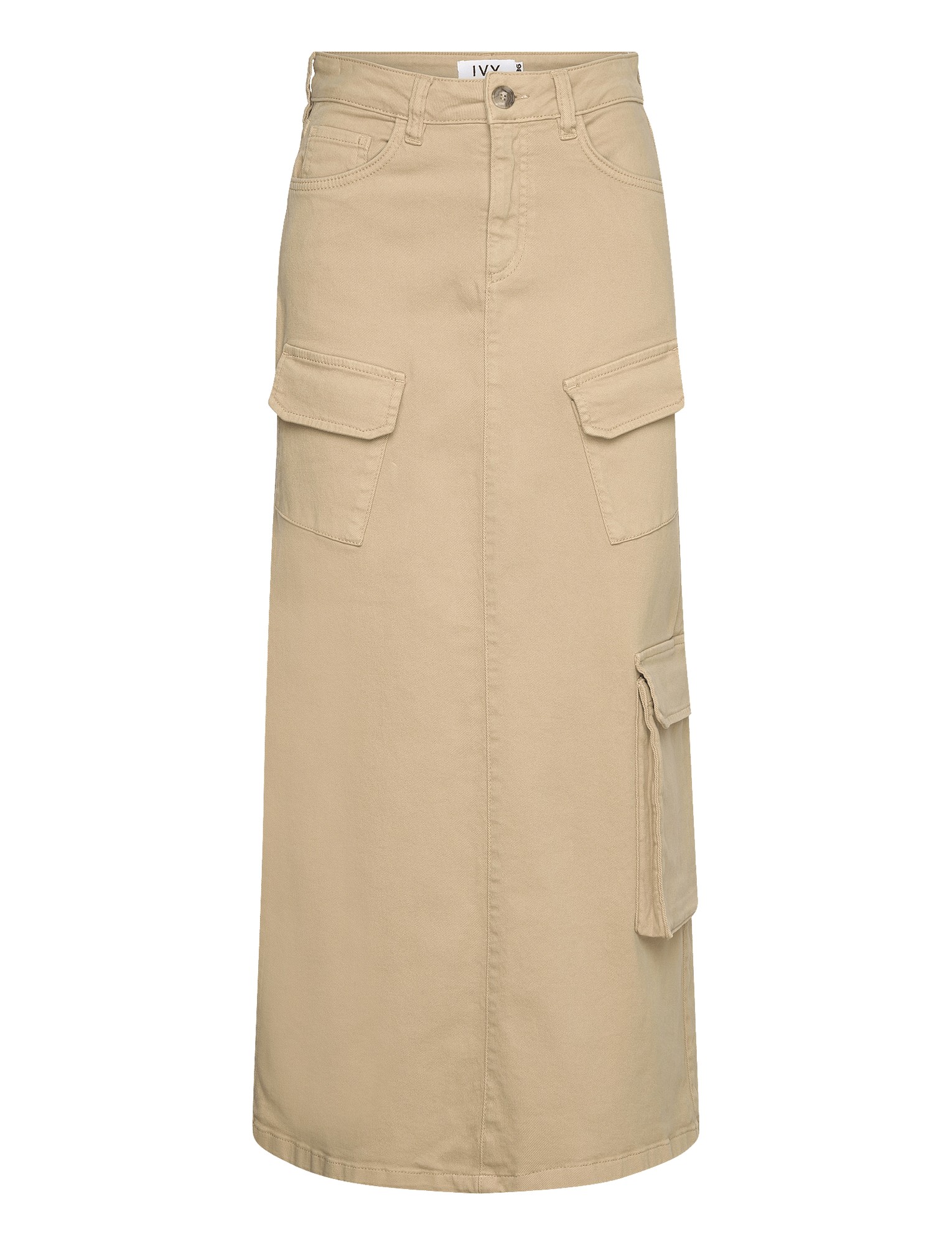 IVY COPENHAGEN AUGUSTA UTILITY MAXI SKIRT - KHAKI TWILL