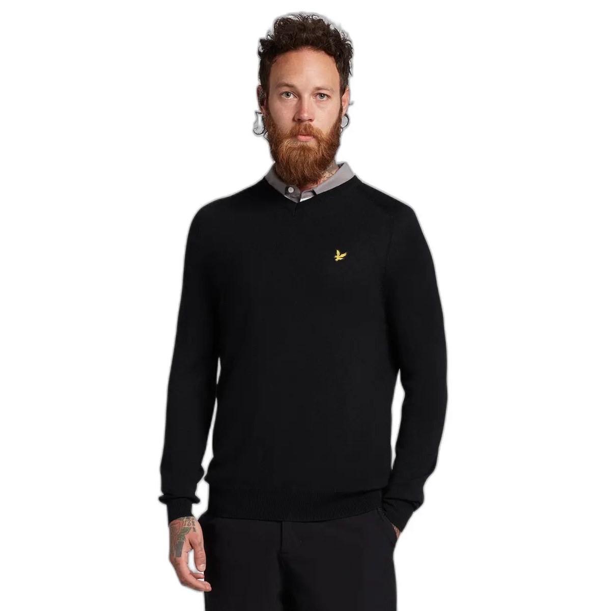 LYLE & SCOTT MERINO V NECK - JET BLACK