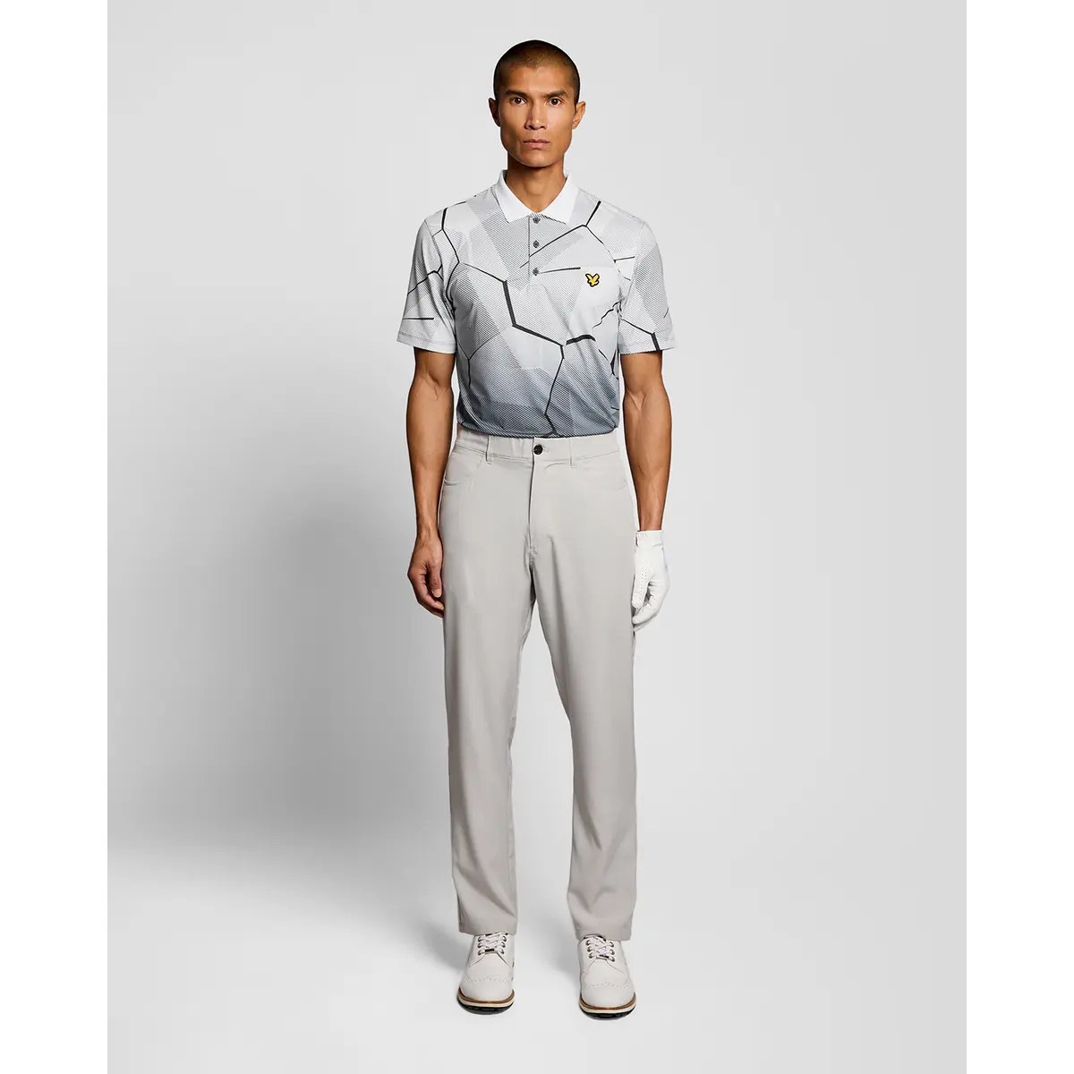 LYLE & SCOTT GOLF GEOMETRIC PRINT POLO - ULTIMATE GREY