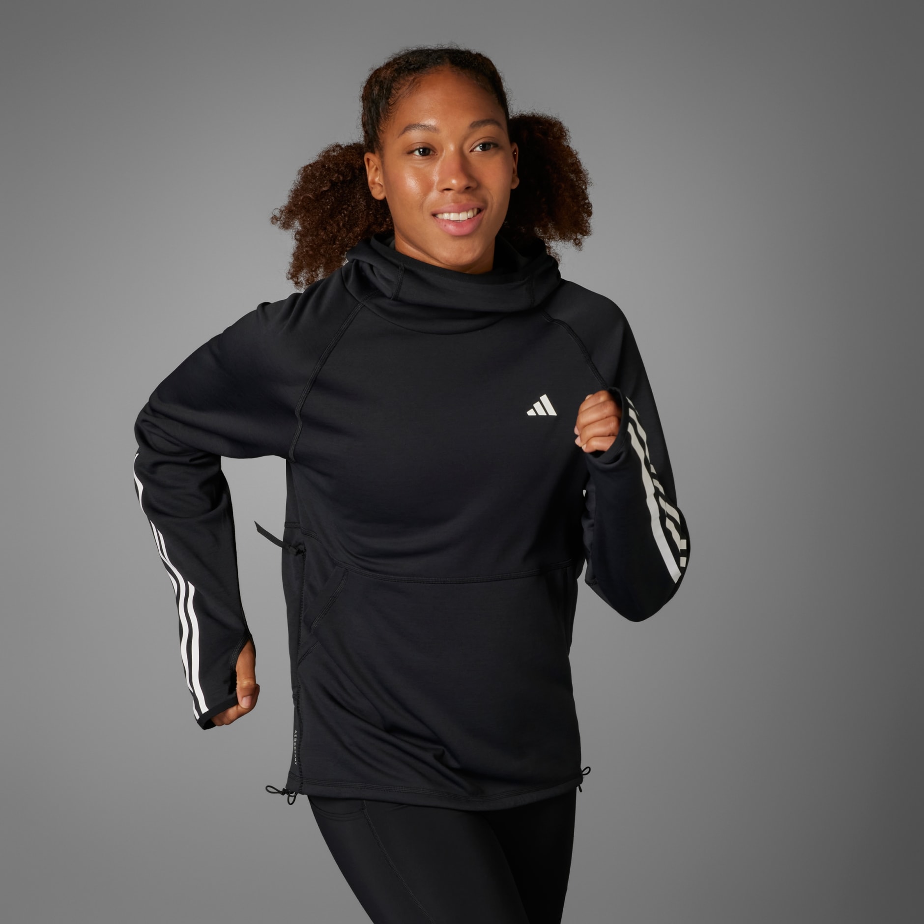 ADIDAS OWN THE RUN E 3S HOODIE BLACK