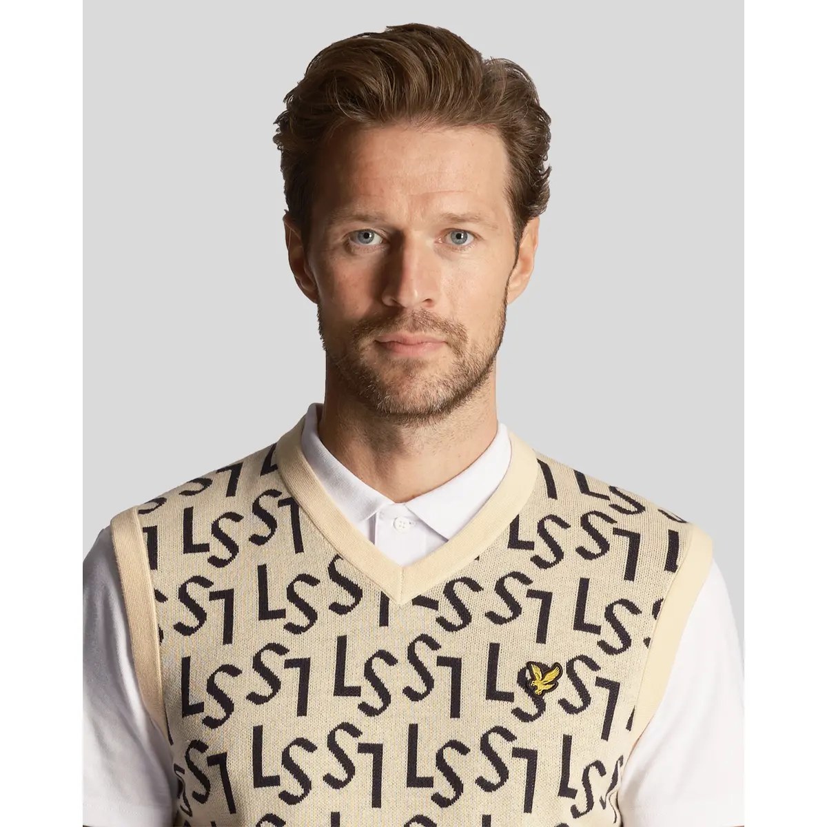 LYLE & SCOTT MONOGRAM KNITTED TANK TOP - SAND DUNE