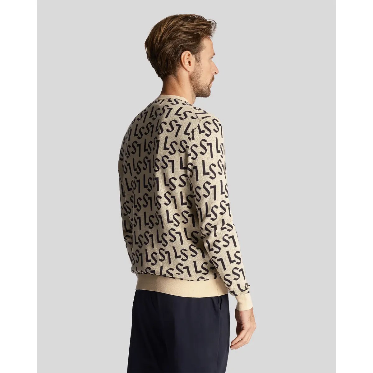 LYLE & SCOTT MONOGRAM KNITTED CREW NECK - SAND DUNE