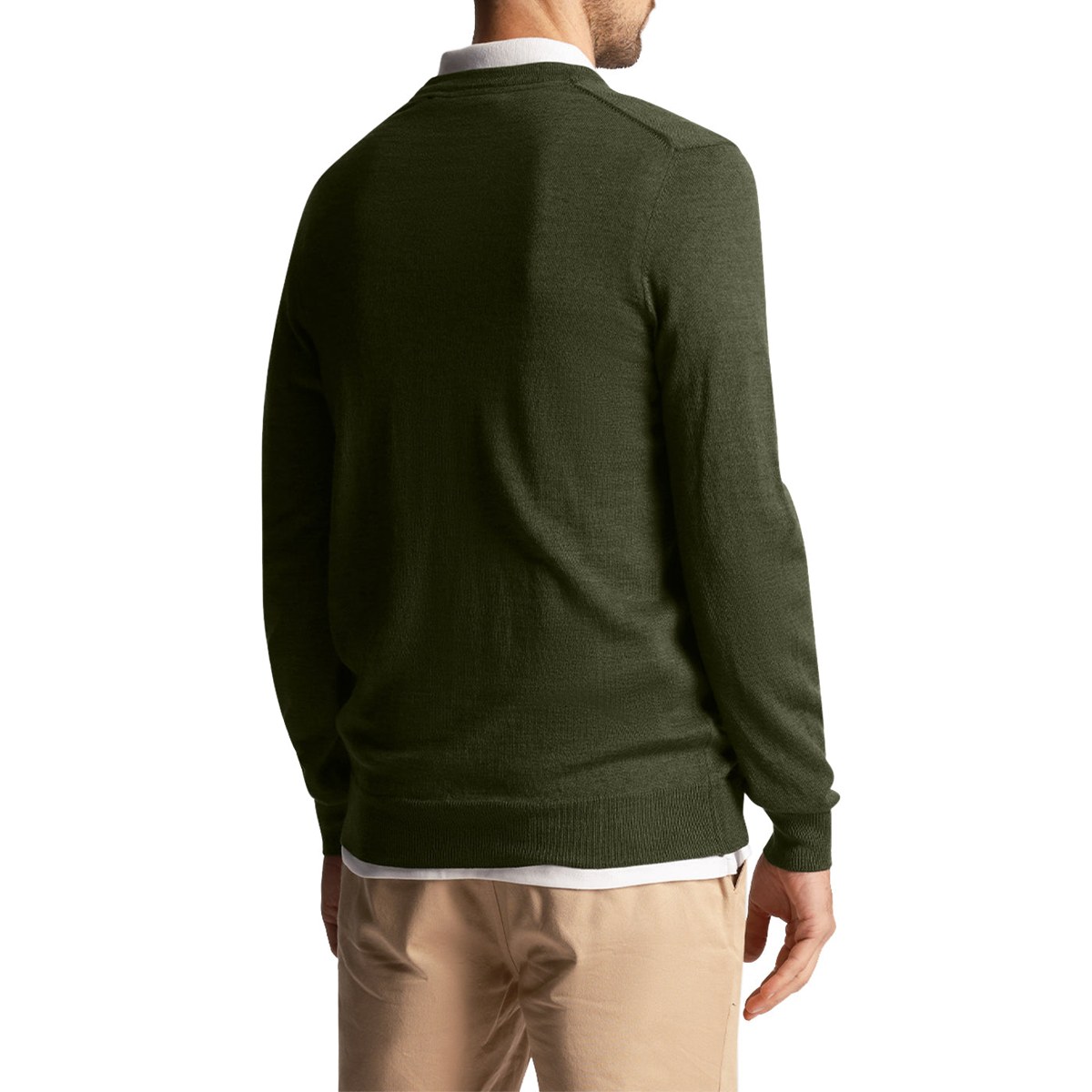 LYLE & SCOTT EMBROIDERED GOLF V NECK PULLOVER - CACTUS GREEN