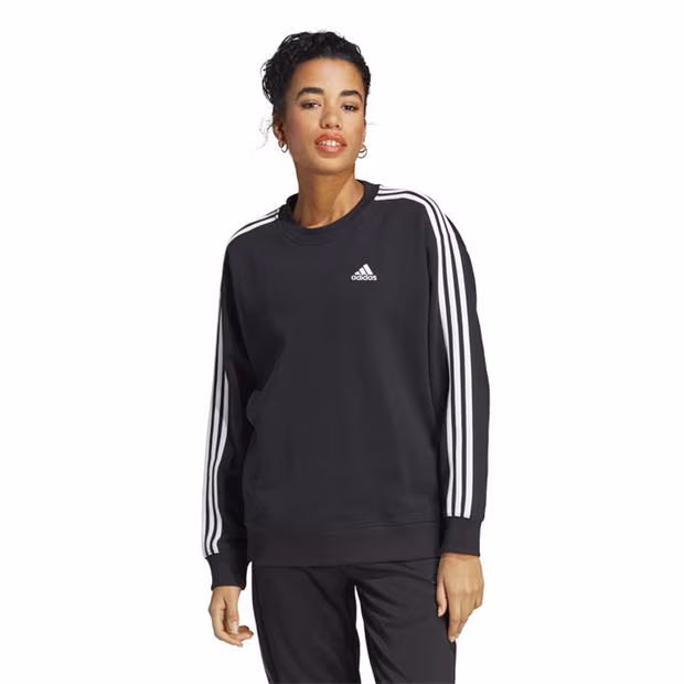 ADIDAS ESSENTIALS WOMENS  3-STRIPE SWEAT SHIRT      BLACK