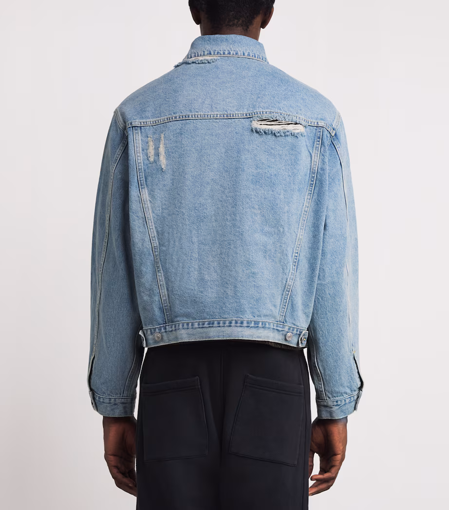 COLE BUXTON DISTRESSED DENIM JACKET - BLUE