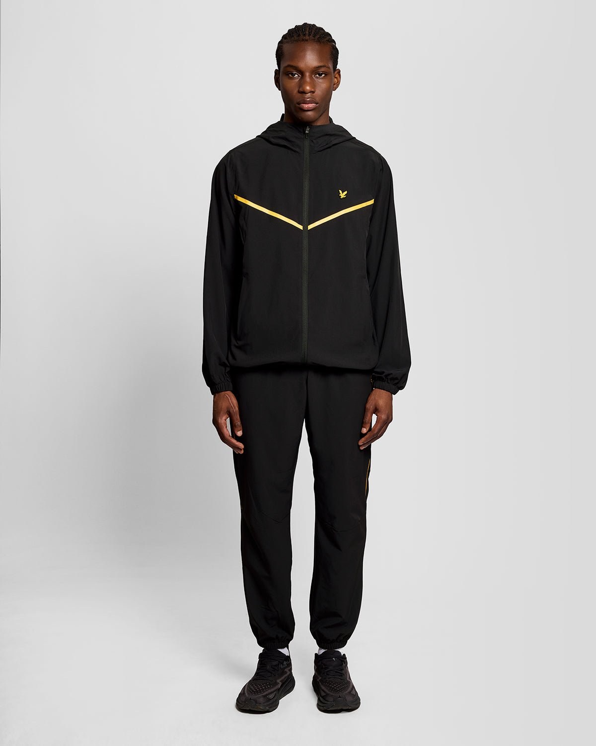 LYLE & SCOTT STRIPED TRACK JACKET - JET BLACK